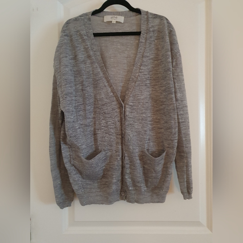 Vanessa Bruno Athe grey linen cardigan (size 1)